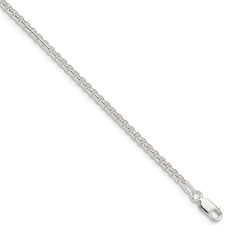 2.6mm Sterling Silver Solid Round Box Chain Necklace, 24 Inch